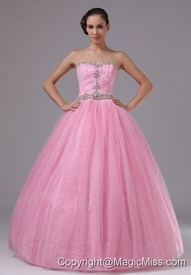 Rose Pink Military Ball Gowns With Sweetheart and Beaded Decorate Bodice In Bonita California
