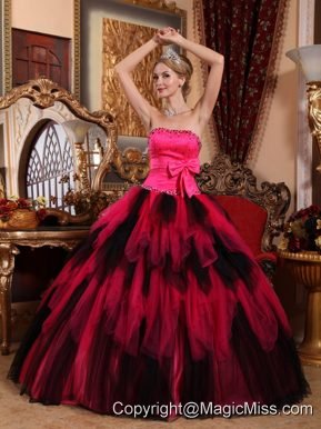 Wonderful Ball Gown Strapless Floor-length Tulle Beading Quinceanera Dress
