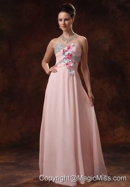 Baby Pink Beaded Decorate Sweetheart and Hand Made Flowers Prom / Pagent Dress For Prom Party In Covington Georgia
