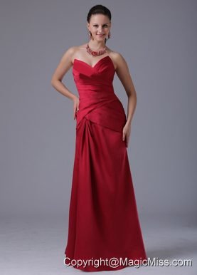 Wine Red Column V-neck Prom Dress With Ruched Decorate Bust In Branford Connecticut