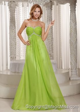 Spring Green Sweetheart Beading and Ruch Popular Prom Dress Party Style