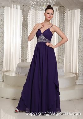 Beaded Decorate Prom Dress For Formal With Spaghetti Straps Chiffon