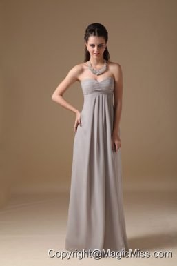 Grey Empire Sweetheart Floor-length Chiffon Ruch Prom Dress