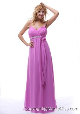 2013 Lavender Spaghetti Straps Ruch and Beaded Chiffon Prom Dress In Columbus