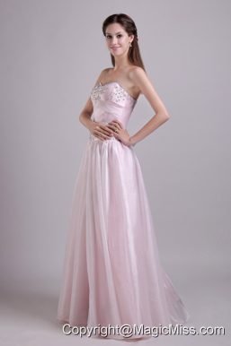 Baby Pink Empire Sweetheart Floor-length Organza Beading Prom /Homecoming Dress