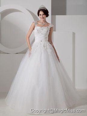 Lovely A-line Straps Floor-lengthTulle Beading and Appliques Wedding Dress