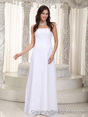 Beautiful Empire Strapless Floor-length Chiffon Beading Wedding Dress