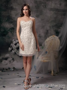 Champagne Column Sweetheart Mini-length Taffeta Beading Prom / Homecoming Dress