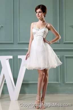 Beaded Decorate Organza Shoulder Mini-length Straps A-Line Prom Dress
