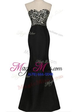 High Quality Mermaid Satin Sweetheart Sleeveless Lace Up Pattern Military Ball Dresses For Women in Black