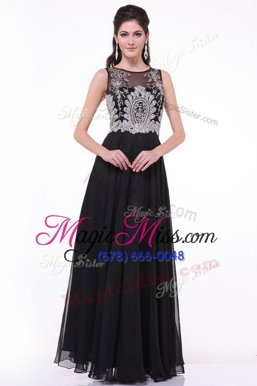 Elegant Chiffon Scoop Sleeveless Zipper Beading and Appliques and Ruching Homecoming Dress Online in Black
