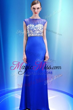 Traditional Scoop Sleeveless Zipper Floor Length Beading and Appliques Homecoming Dress