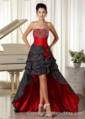 Zipper Speical Fabric Beaded Decorate Bust High-low 2013 Prom Dress