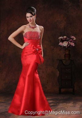 Red Satin Mermaid Prom Dress With Beaded Decorate Bust In Green Valley Arizona