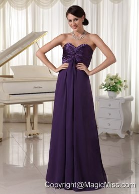 Sweetheart Beaded Dark Purple Prom / Evening Dress Satin and Chiffon