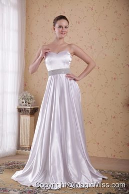 Ivory Empire Sweetheart Floor-length Beading Satin Prom / Pageant Dress
