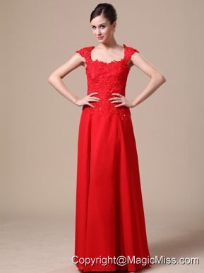 Lace Chiffon Square Red Column Prom Dress For 2013