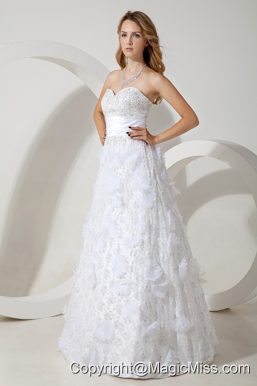 White Column Sweetheart Floor-length Special Fabric Beading Beading Prom / Evening Dress