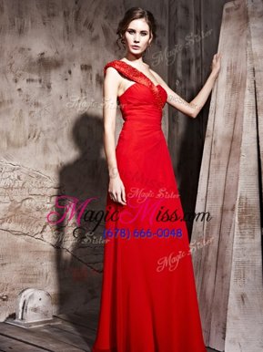 Floor Length Column/Sheath Sleeveless Red Prom Party Dress Side Zipper