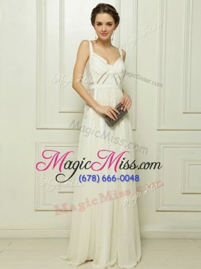 Enchanting Sleeveless Zipper Floor Length Ruching Prom Gown