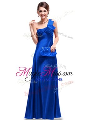 Top Selling Royal Blue One Shoulder Neckline Ruching Sleeveless Criss Cross