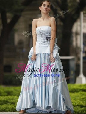 Comfortable Silver Sleeveless Appliques and Bowknot Floor Length Military Ball Gown