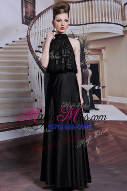 Luxury Beading Homecoming Dress Black Zipper Sleeveless Floor Length