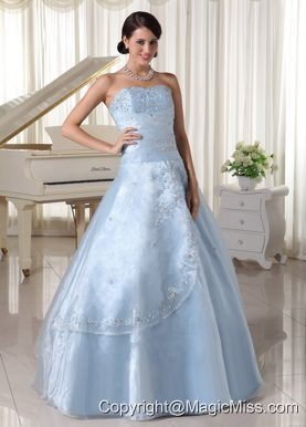 Organza Appliques With Beading Over Skirt Sweetheart Light Blue A-line Quinceanera Dress For Military Ball