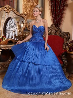 Royal Blue Ball Gown Sweetheart Floor-length Organza Quinceanera Dress