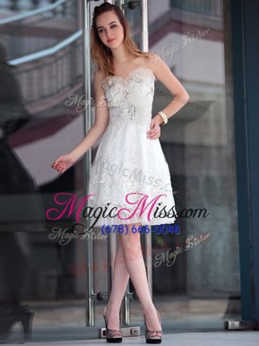 Customized White Sleeveless Organza Zipper Prom Evening Gown for Prom and Party