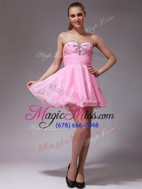 Fitting Mini Length Pink Prom Dress Sweetheart Sleeveless Zipper