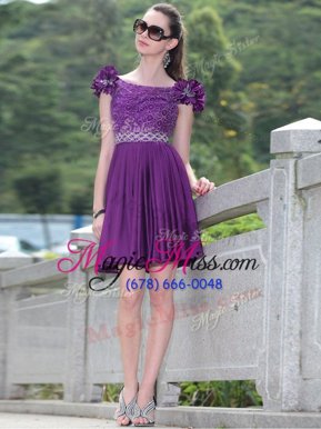 Perfect Scoop Knee Length Column/Sheath Sleeveless Lavender Prom Party Dress Zipper