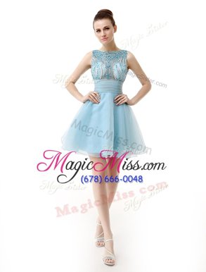 Most Popular Scoop Chiffon Sleeveless Knee Length Homecoming Dress and Beading and Sashes|ribbons