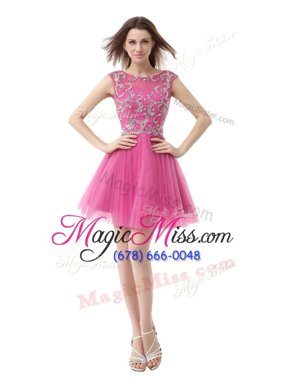 On Sale Scoop Cap Sleeves Zipper Mini Length Beading and Sequins and Pleated Casual Dresses