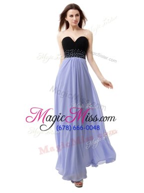 Trendy Baby Blue Column/Sheath Sweetheart Sleeveless Chiffon Floor Length Lace Up Beading Prom Dress