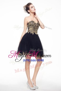 Inexpensive Black Sweetheart Neckline Beading and Lace Prom Dress Sleeveless Side Zipper