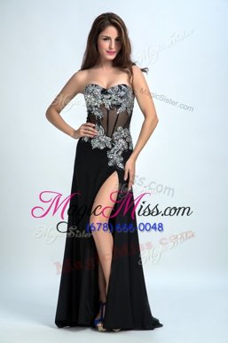 Customized Black Homecoming Dress Prom and For with Beading Sweetheart Sleeveless Brush Train Zipper