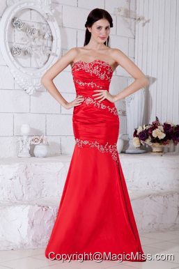 Red Mermaid Sweetheart Prom / Evening Dress Taffeta Appliques Floor-length