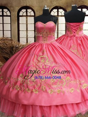Free and Easy Pink Lace Up Sweet 16 Quinceanera Dress Beading and Embroidery Sleeveless Floor Length