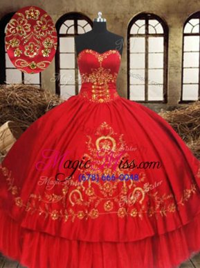 Captivating Beading and Embroidery 15th Birthday Dress Wine Red Lace Up Sleeveless Floor Length
