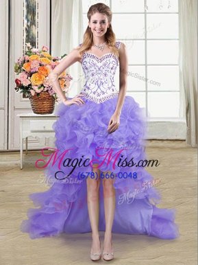 High Quality Straps Straps Sleeveless Beading and Ruffles Lace Up Club Wear