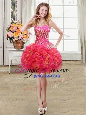 Glittering Multi-color Cocktail Dresses Prom and Party and For with Beading and Ruffles Sweetheart Sleeveless Lace Up