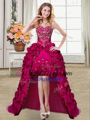Luxurious Sweetheart Sleeveless Organza and Taffeta Cocktail Dresses Pick Ups Lace Up