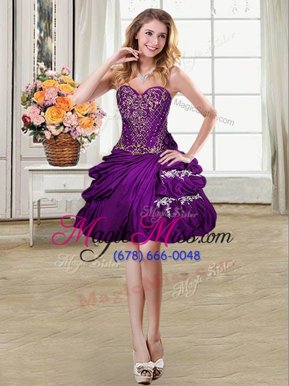 Pretty Purple Lace Up Custom Made Beading and Appliques and Pick Ups Sleeveless Mini Length