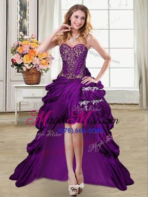 Clearance Pick Ups High Low Ball Gowns Sleeveless Purple Cocktail Dress Lace Up
