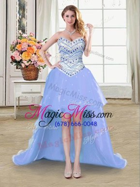 Classical Sweetheart Sleeveless Tulle Dress for Prom Beading Lace Up