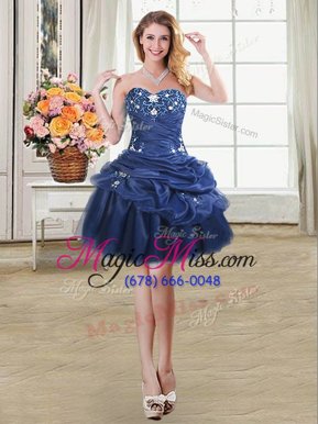 High End Pick Ups Mini Length Ball Gowns Sleeveless Navy Blue Club Wear Lace Up