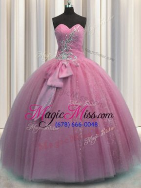 Stylish Tulle Sleeveless Floor Length Quinceanera Dresses and Beading and Sequins and Bowknot