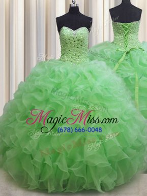 Fantastic Floor Length Quinceanera Gown Organza Sleeveless Beading and Ruffles