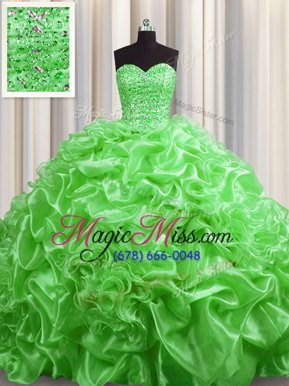 High End Lace Up Quinceanera Gown Beading and Pick Ups Sleeveless With Train Court Train